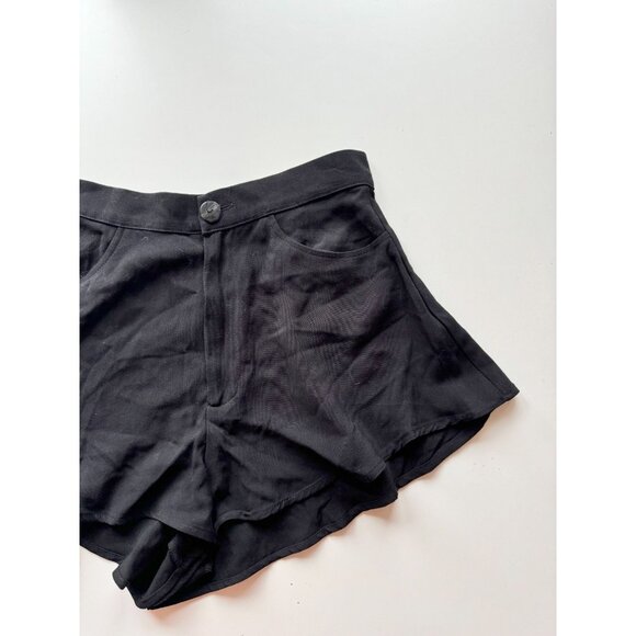 NWOT ZARA Black Viscose Crepe High Waisted Flutter Shorts, Size L - Picture 3 of 8